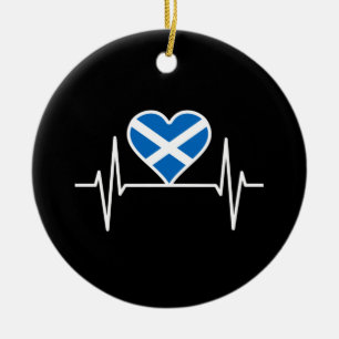 Scotland - Scotland Flag Heartbeat Ceramic Tree Decoration