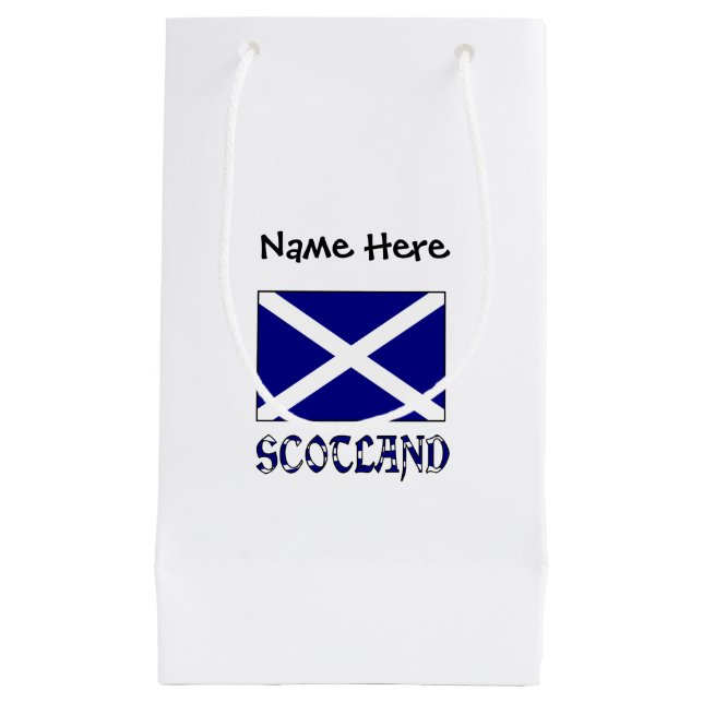 Scotland Scottish Flag Black Personalization  Small Gift Bag (Front)