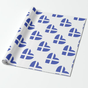 Scotland/Scottish Flag-inspired Hearts Wrapping Paper