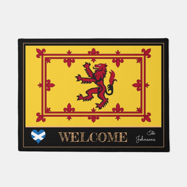 Scotland & Scottish Flag, Lion house mat /Welcome (Front)