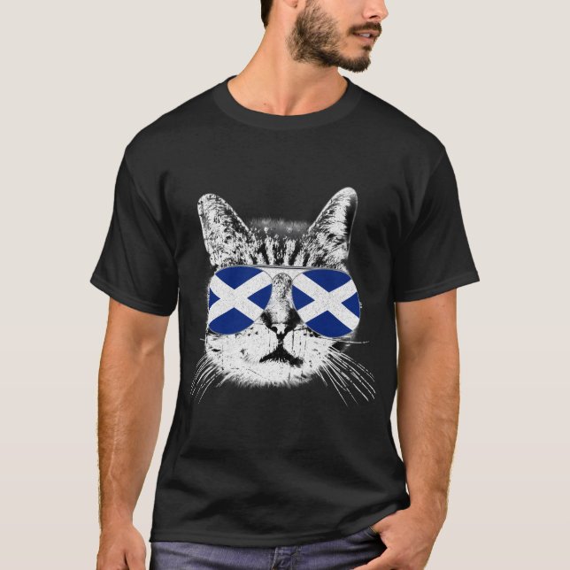 Scotland Scottish Flag Scot Cat Pride Uk T-Shirt (Front)