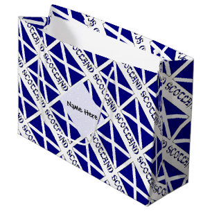Scotland Scottish Flag Tiled Black Personalisation Large Gift Bag