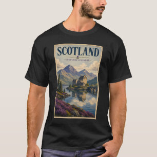 Scotland Scottish Highland Illustration Travel Art T-Shirt