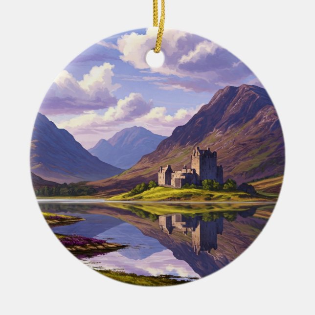 Scotland Scottish Highlands Castle Travel Ceramic Tree Decoration (Front)