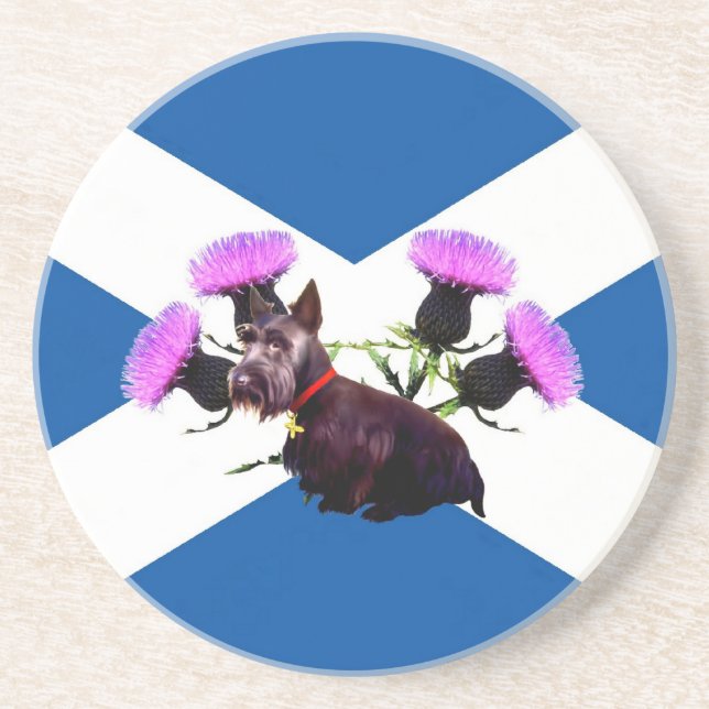 Scotland Scottish terrier, thistle Coaster (Front)