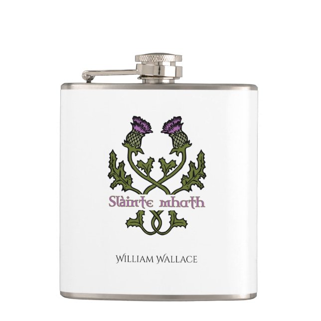 Scotland Scottish Thistle and Scots Gaelic Toast Hip Flask (Front)