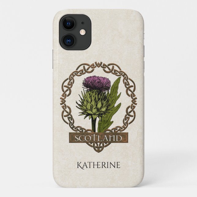 Scotland Scottish Thistle Celtic Knots Name Case-Mate iPhone Case (Back)