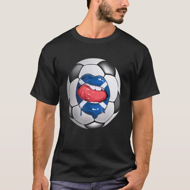 Scotland Soccer Fan Scotsman Flag Mouth T-Shirt (Front)