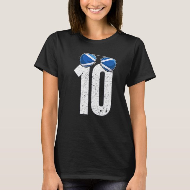 Scotland Soccer Player Number 10 Scotsman Flag T-Shirt (Front)