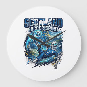 Scotland Soccer Spirit Skeleton Striker Nations Pr Large Clock