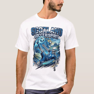 Scotland Soccer Spirit Skeleton Striker Nations Pr T-Shirt