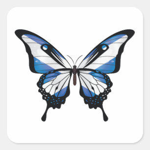 Scotland Swallowtail Butterfly Flag Square Sticker