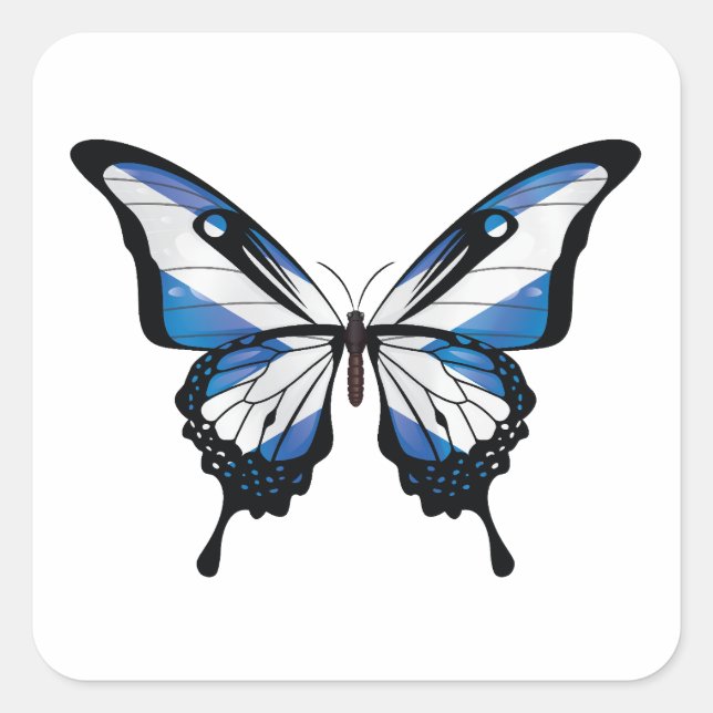 Scotland Swallowtail Butterfly Flag Square Sticker (Front)