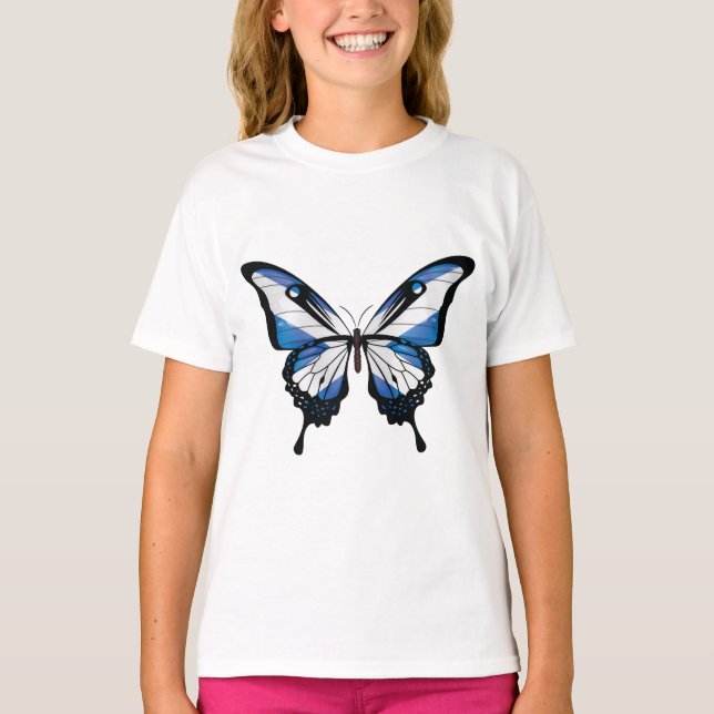 Scotland Swallowtail Butterfly Flag T-Shirt (Front)