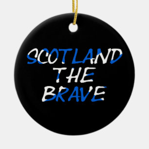 Scotland The Brave on Scottish Flag orncn Ceramic Tree Decoration