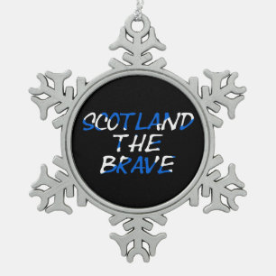 Scotland The Brave on Scottish Flag orncn Snowflake Pewter Christmas Ornament