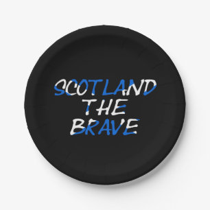 Scotland The Brave overlaid on Scottish Flag ppcn Paper Plate