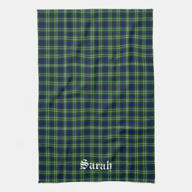 Scotland Tweedside District Tartan Personalised Tea Towel (Vertical)