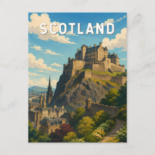 Scotland United Kingdom Illustration Travel Art Postcard
