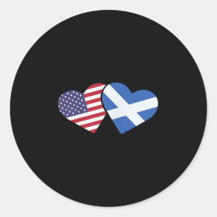 Scotland Usa Flag T Shirt Heart Scottish American  Classic Round Sticker