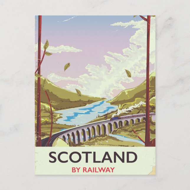 Scotland Vintage locomotive travel poster Postcard (Front)