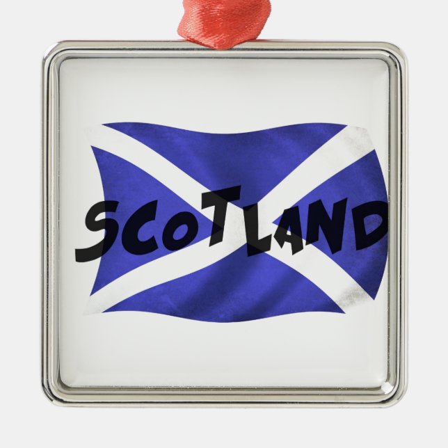 Scotland Wavy Flag Metal Tree Decoration (Front)