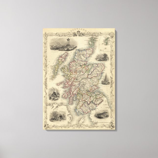 Scotland with inset map of the Shetland Islands Canvas Print (Front)