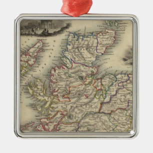 Scotland with inset map of the Shetland Islands Metal Tree Decoration