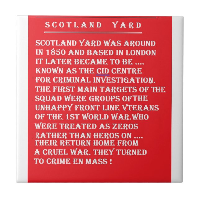 Scotland Yard the history of it London England Tile (Front)