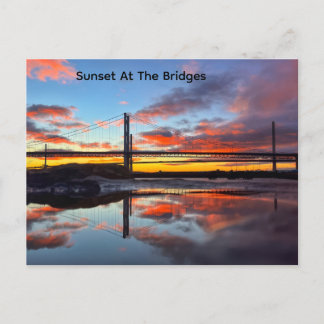 Scotlands IconicView Of Its Bridges at Sunset Postcard