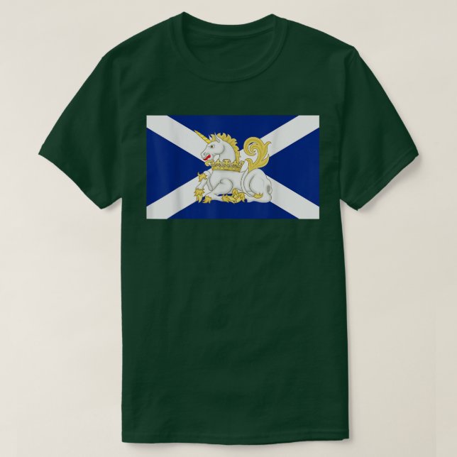 Scotland's National Animal Unicorn on Scottish Fla T-Shirt (Design Front)