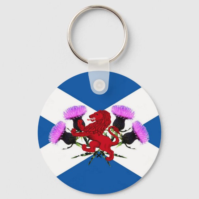 Scotland's Rampant lion, thistles Key Ring (Front)
