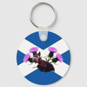 Scotland's Scottish terrier, thistle Key Ring