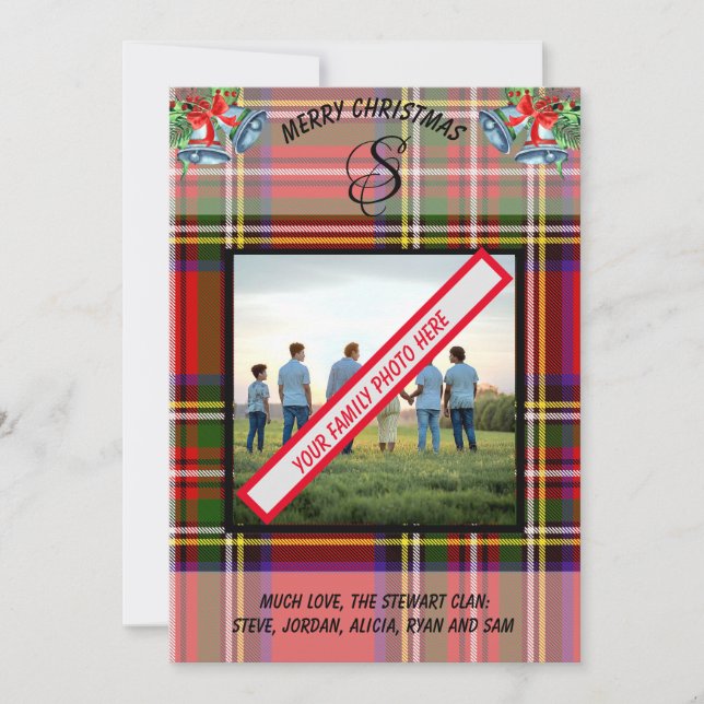 Scotland's Stewart Clan Tartan Castle Xmas Holiday Card (Front)