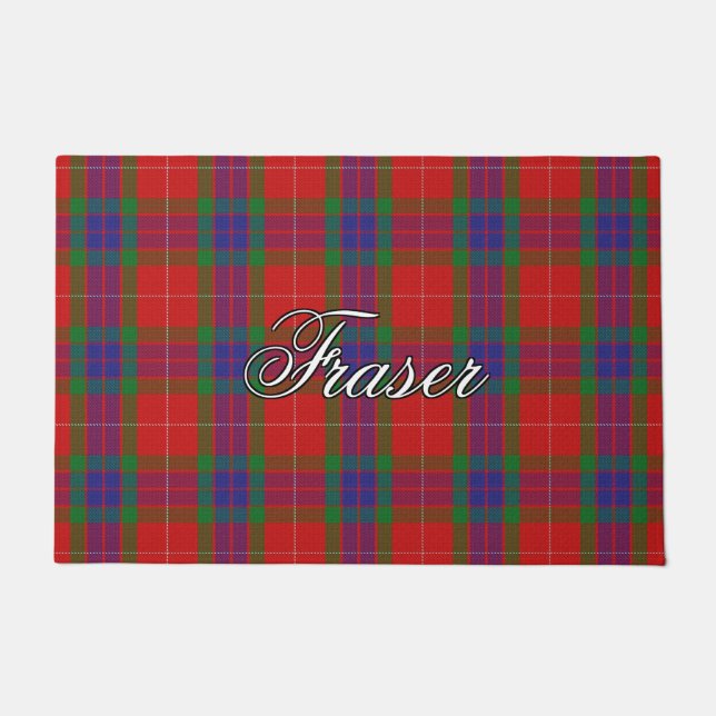 Scots Vista Clan Fraser Tartan Plaid Doormat (Front)