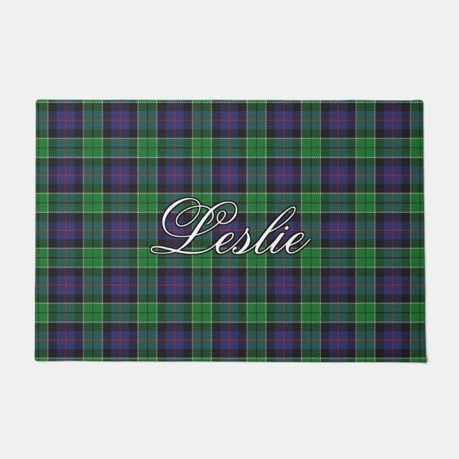 Scots Vista Clan Leslie Hunting Tartan Plaid Doormat (Front)