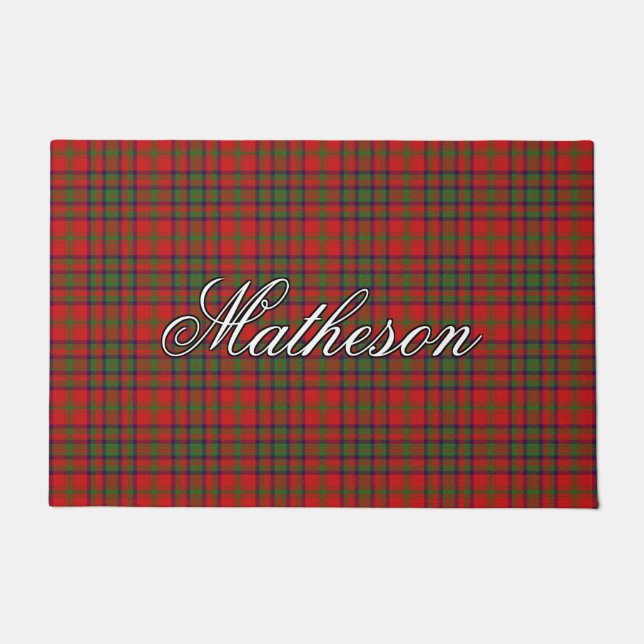 Scots Vista Clan Matheson Tartan Plaid Doormat (Front)