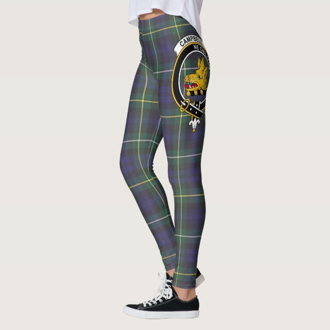 Scotstee Clan Campbell Argyll Modern Crest Tartan  Leggings (Left)
