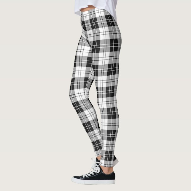 Scotstee Clan Erskine Black and White Tartan Women Leggings (Left)