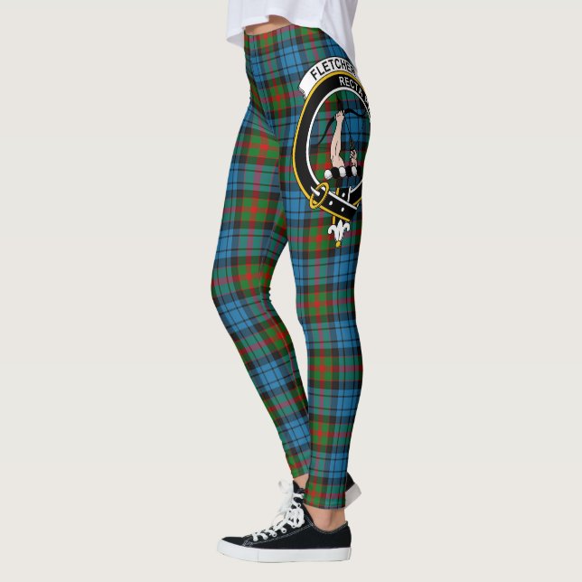 Scotstee Clan Fletcher of Dunan Crest Tartan Women Leggings (Left)