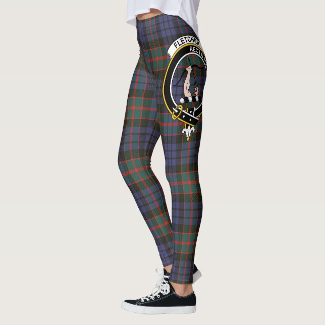 Scotstee Clan Fletcher of Dunans Crest Tartan Wome Leggings (Left)