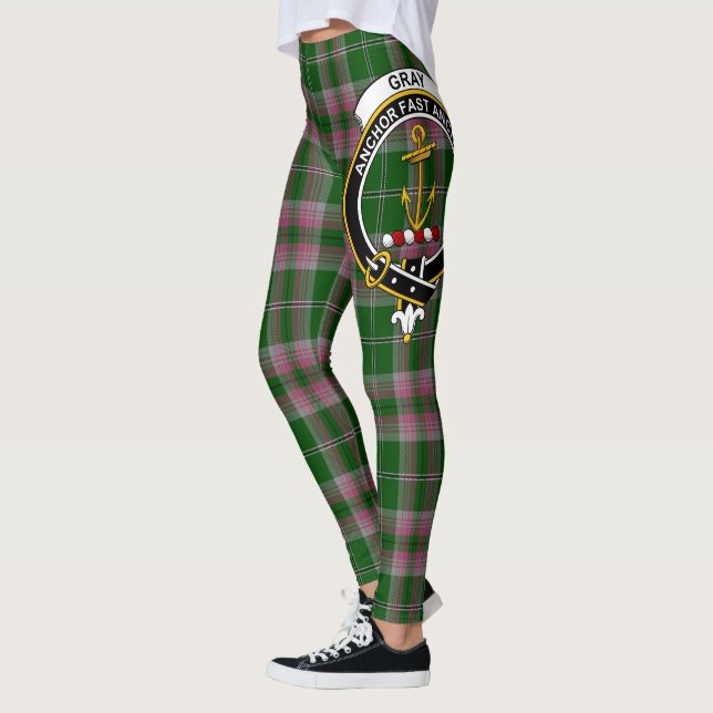 Scotstee Clan Grey Crest Tartan Women Leggings (Left)