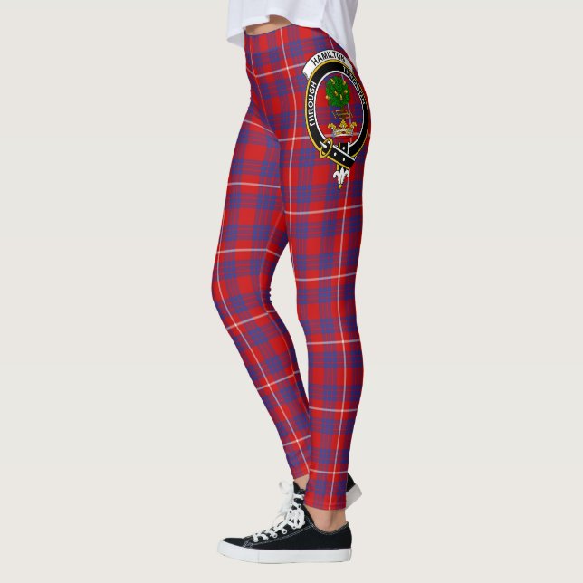 Scotstee Clan Hamilton Modern Crest Tartan Women Leggings (Left)