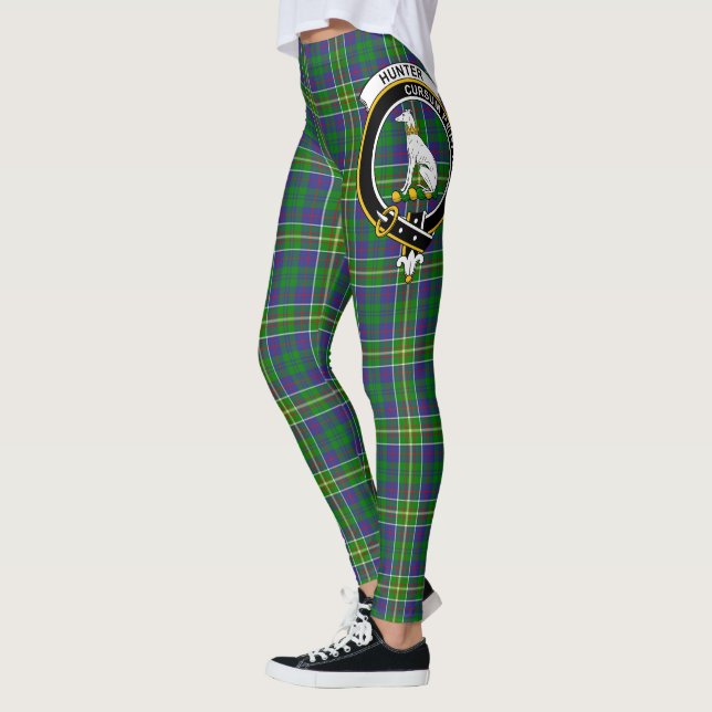 Scotstee Clan Hunter of Hunterston Crest Tartan Leggings (Left)