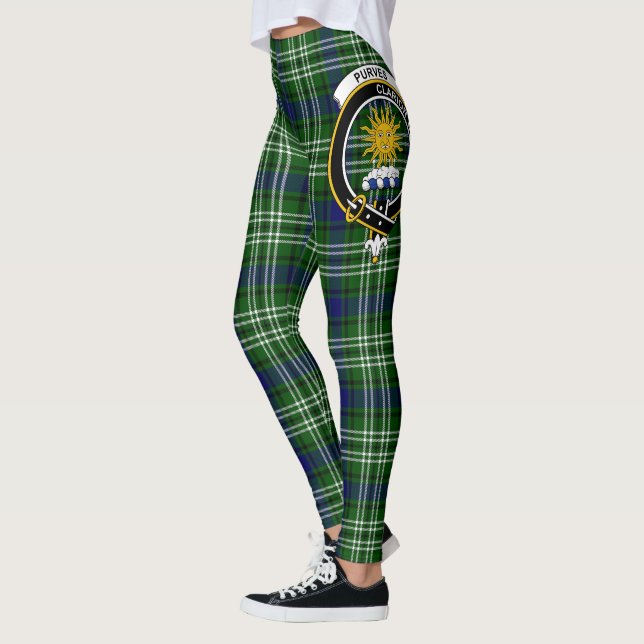 Scotstee Clan Purves Crest Tartan Women Leggings (Left)