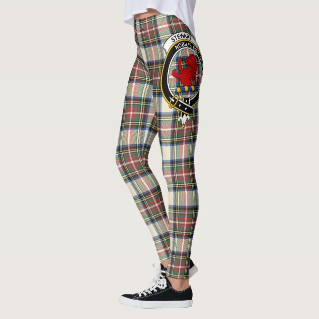 Scotstee Clan Stewart Dress Ancient Crest Tartan Leggings (Left)