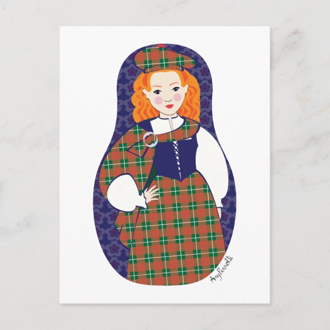 Scotswoman Matryoshka Postcard (Front)