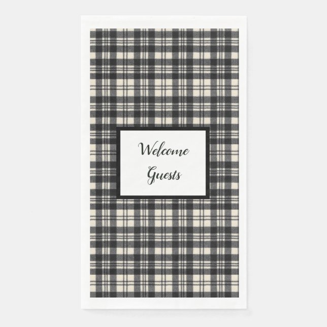 Scott Black and White Modern Scottish Clan Tartan Napkin (Front)