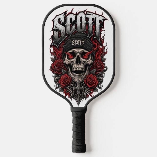 Scott Gothic Skull Personalised Name Design Pickleball Paddle (Front)