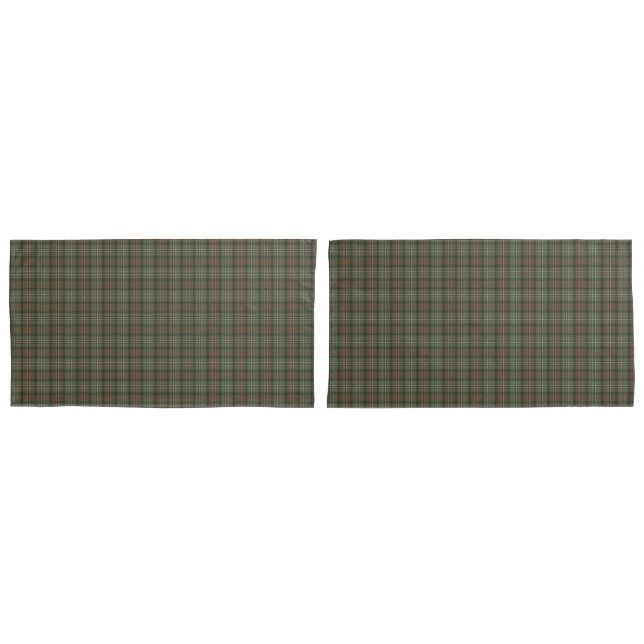 Scott Green Weathered Original Scottish Tartan  Pillowcase (Front-Set)